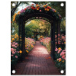 Doorkijk - Bloemen - Pad - Natuur - Kleurrijk tuinposter los doek klein -3d