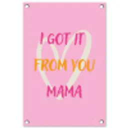Mama - Quote - Hart - Roze tuinposter los doek klein -3d