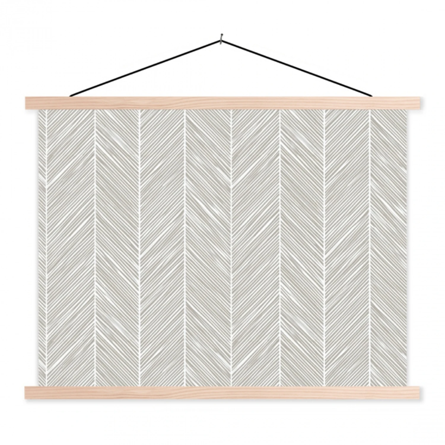 Klassiek - Visgraat - Grijs textielposter latten blank klein 122 -3d