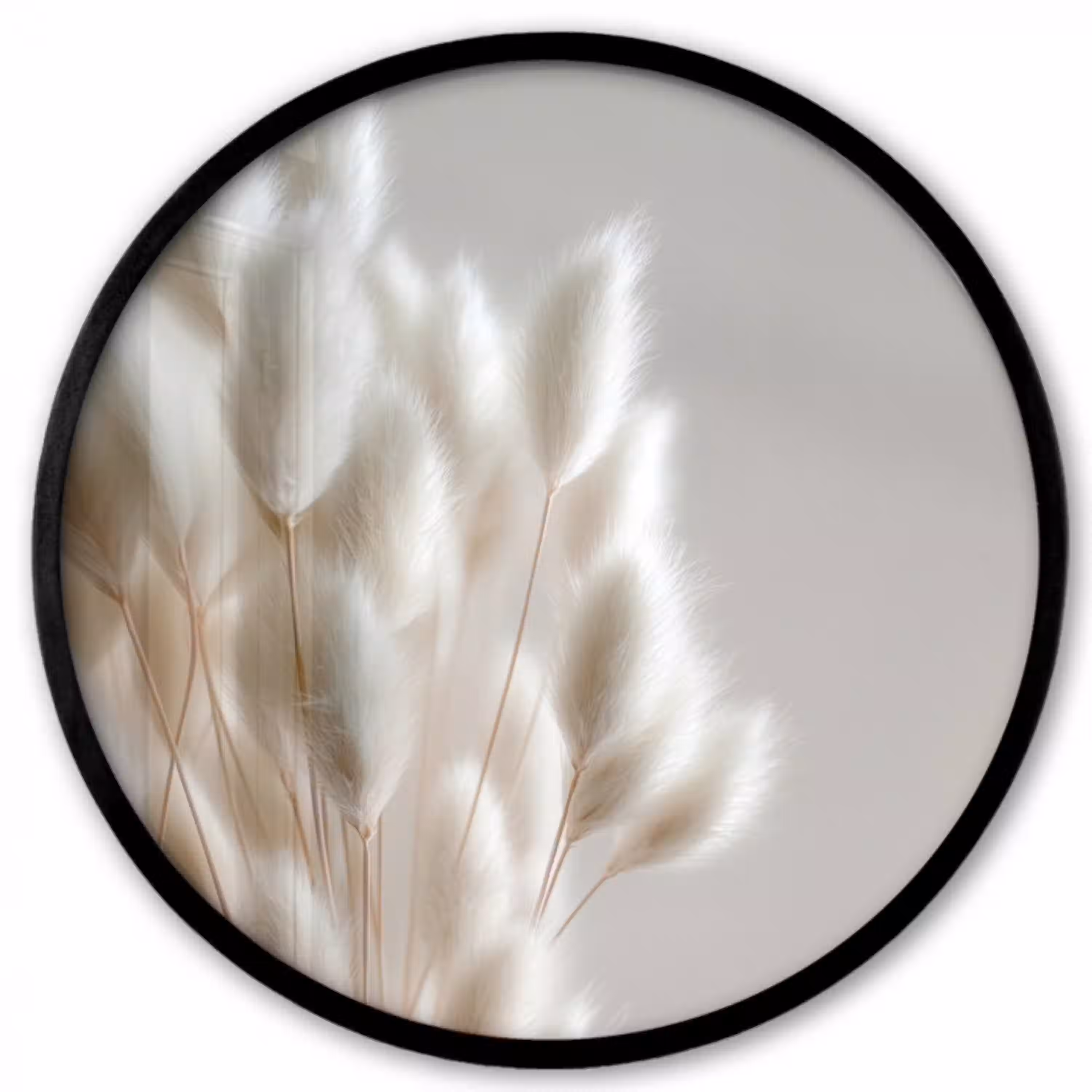Pluimen - Beige - Minimalistisch Fotolijst rond zonder passe partout klein -3d