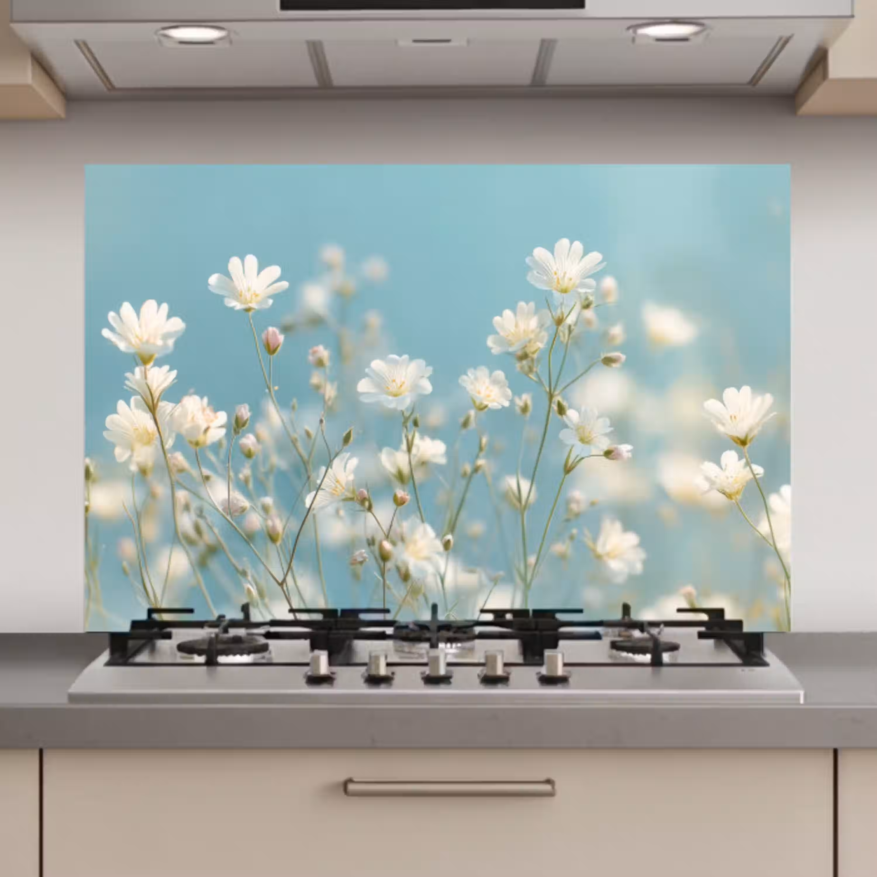 Stengels - Bloemen - Lucht - Wit keuken achterwand spatscherm klein -3d_website