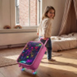 Straatvoetbal in ruimtekleuren Kinderkoffer - Roze klein -sfeer1