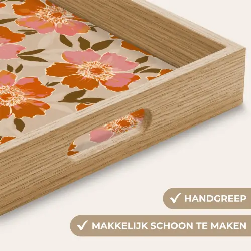 Bloemen - Motief - Retro Dienblad Rechthoek middel 911 -USP_HandgreepNL