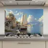 Zeilschip - Huizen - Kade - Zee keuken achterwand spatscherm klein -3d_website