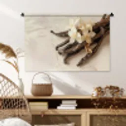 Vanille - Bloemen - Beige Wandkleed katoen middel -sfeer5