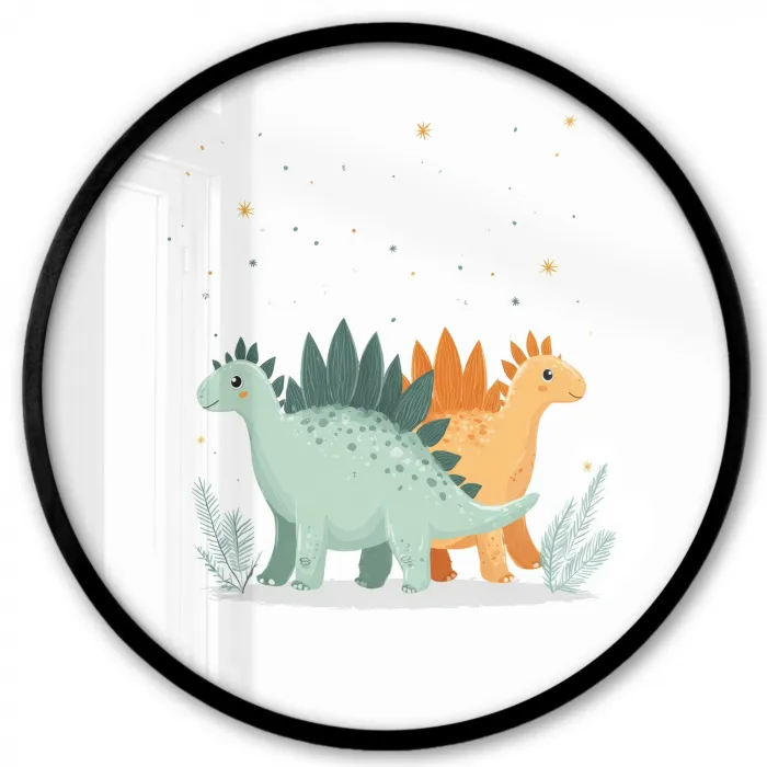 Planten - Sterren - Dinosaurussen - Oranje Fotolijst rond zonder passe partout klein -3d