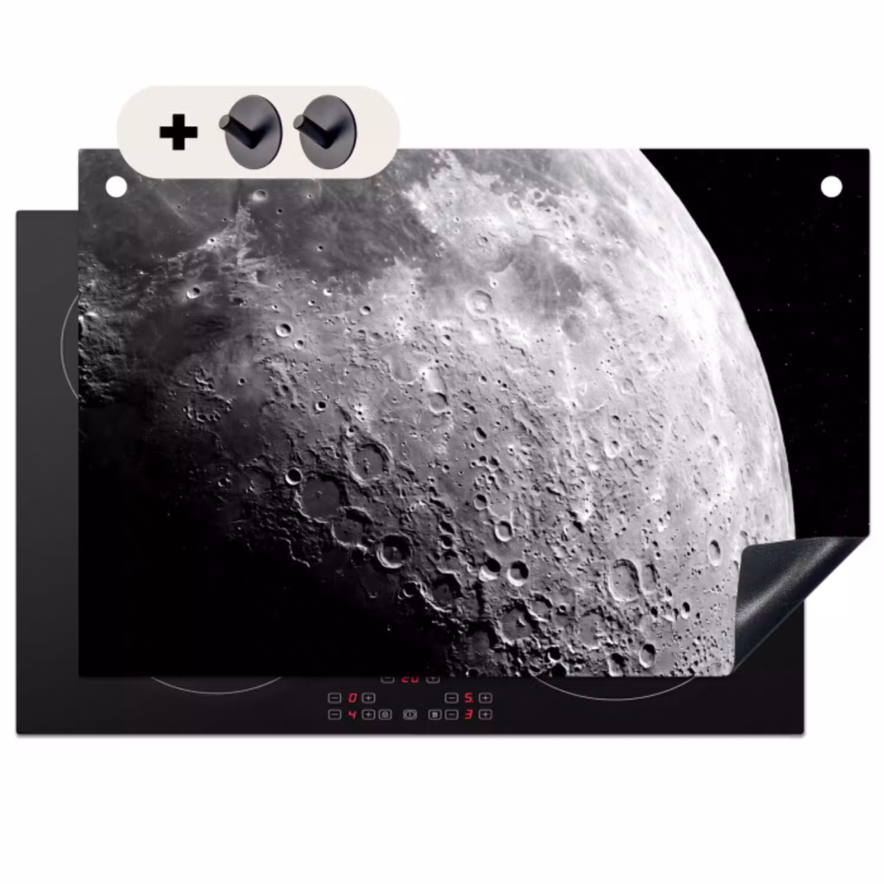 Maan - Kraters - Ruimte Inductie beschemer met haakjes klein -3d