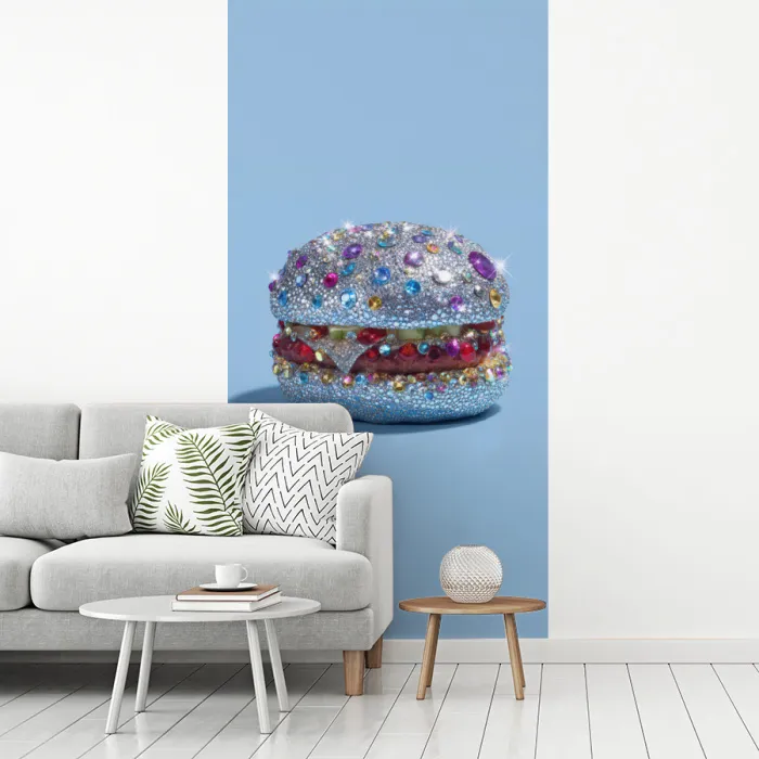 Glitters - Hamburger - Blauw fotobehang vinyl groot -woonkamer