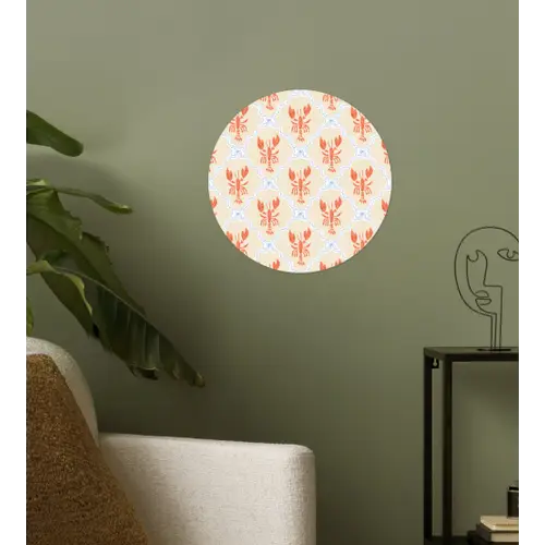 Zee - Kreeft  - Blauw - Geel - Oranje Wandcirkel behangsticker klein 186 -sfeer2