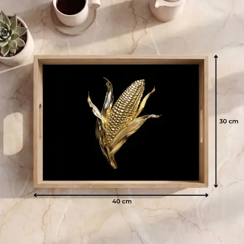 Mais - Eten - Goud - Zwart Dienblad Rechthoek middel -USP_Formaat