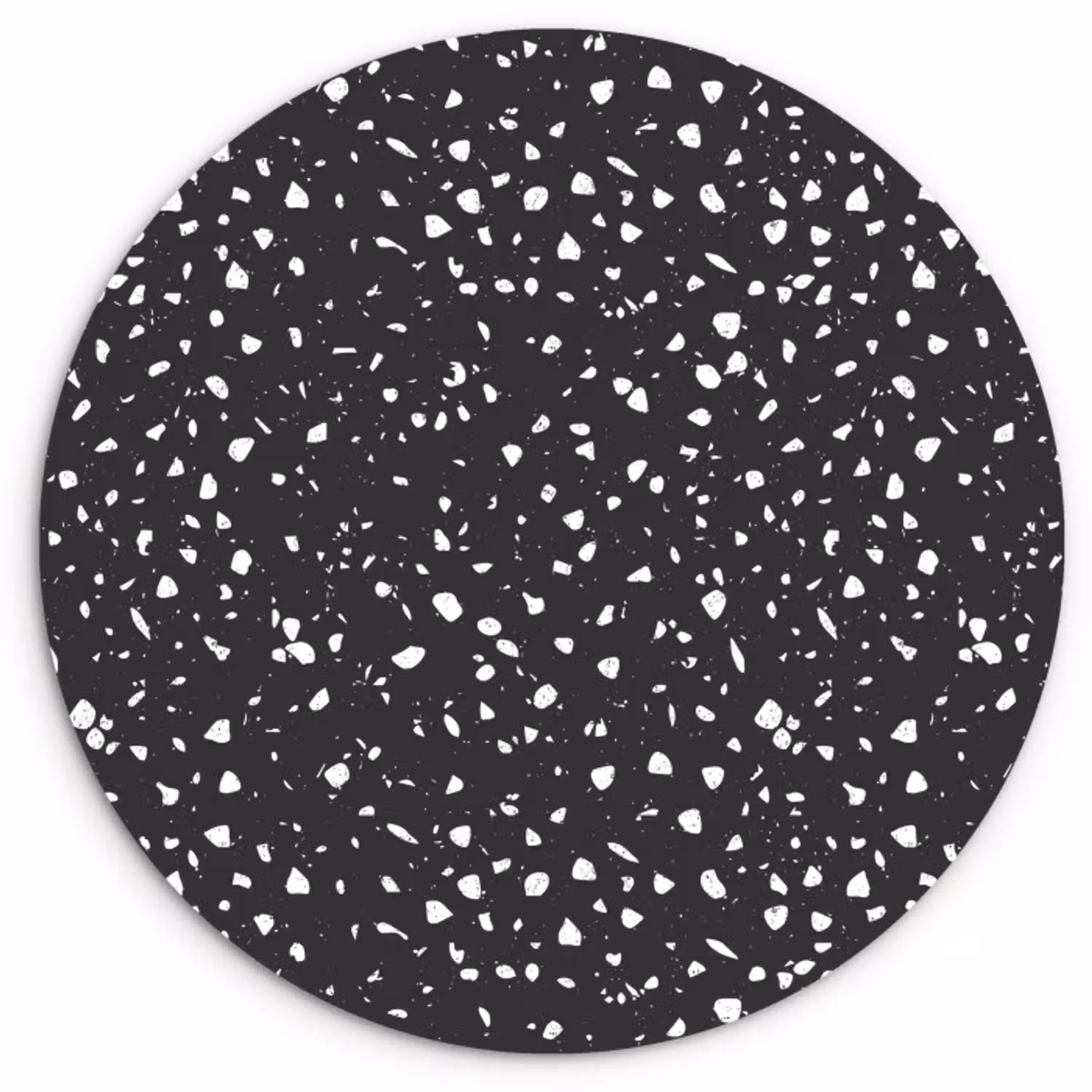 Terrazzo -  Patroon - Zwart - Wit Wandcirkel kunststof plaat 5mm dik klein 188 -3d