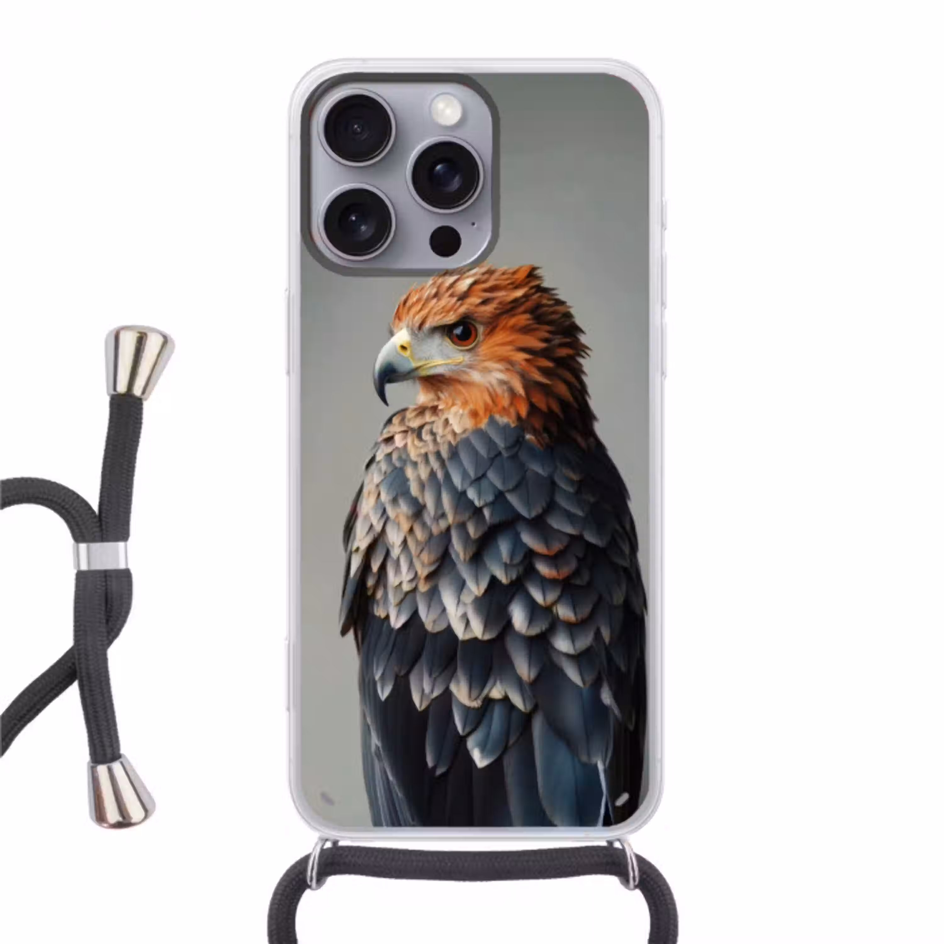 Vogel - Realistisch - Veren - Bruin Hoesje iPhone 16 Pro Max met koord klein -3d