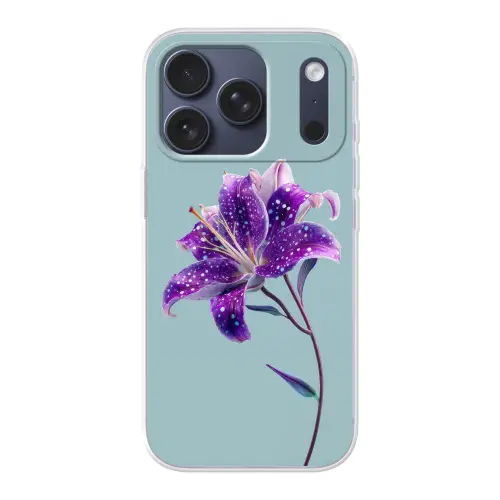 Lelie - Bloem - Paars - Stippen Telefoonhoesje iPhone 17 Pro klein -3d
