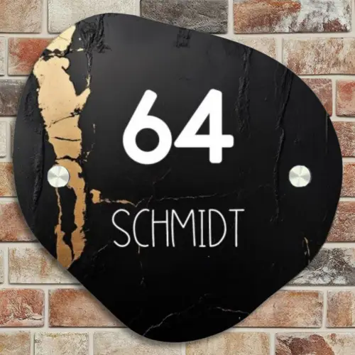 Zwart goud structuur - Modern Naambord Organisch middel -sfeer10