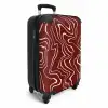 Rode achtergrond met abstracte beige lijnen NBS - Handbagage koffer - Unisex middel -productfoto_3d