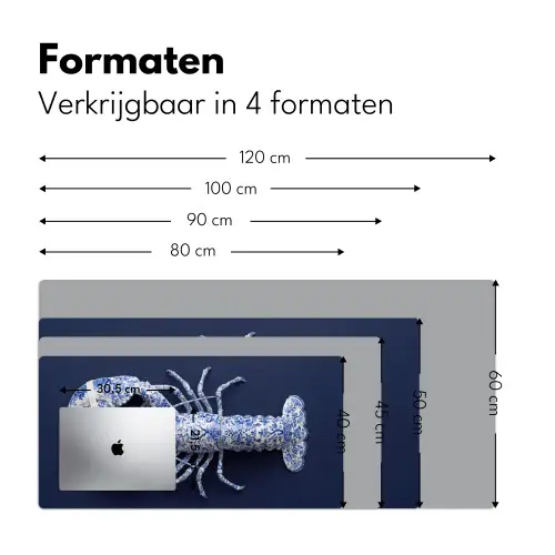 Kreeft - Porselein - Delfts - Blauw Muismat XXL klein -sfeer5