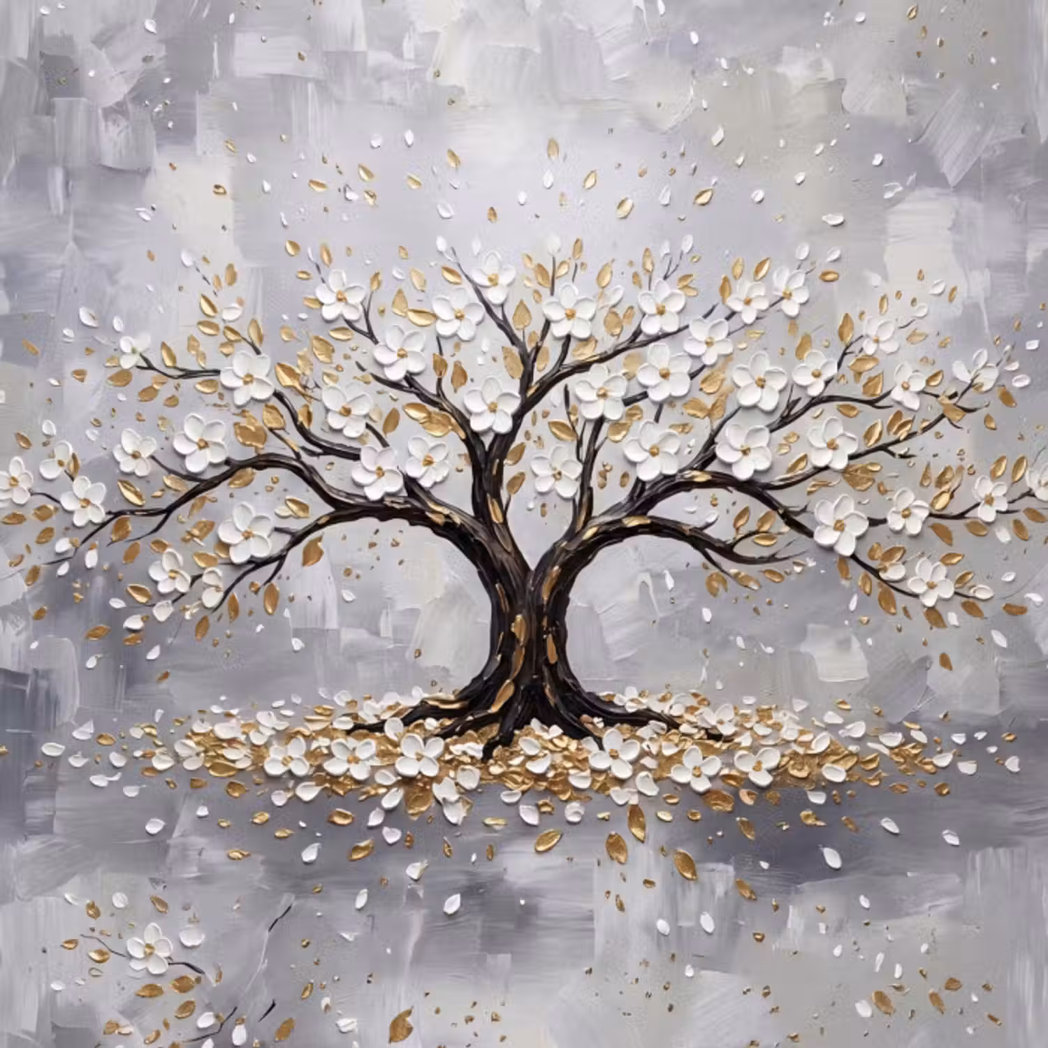 Behang - Boom - Bloemen - Natuur - Abstract - Wit