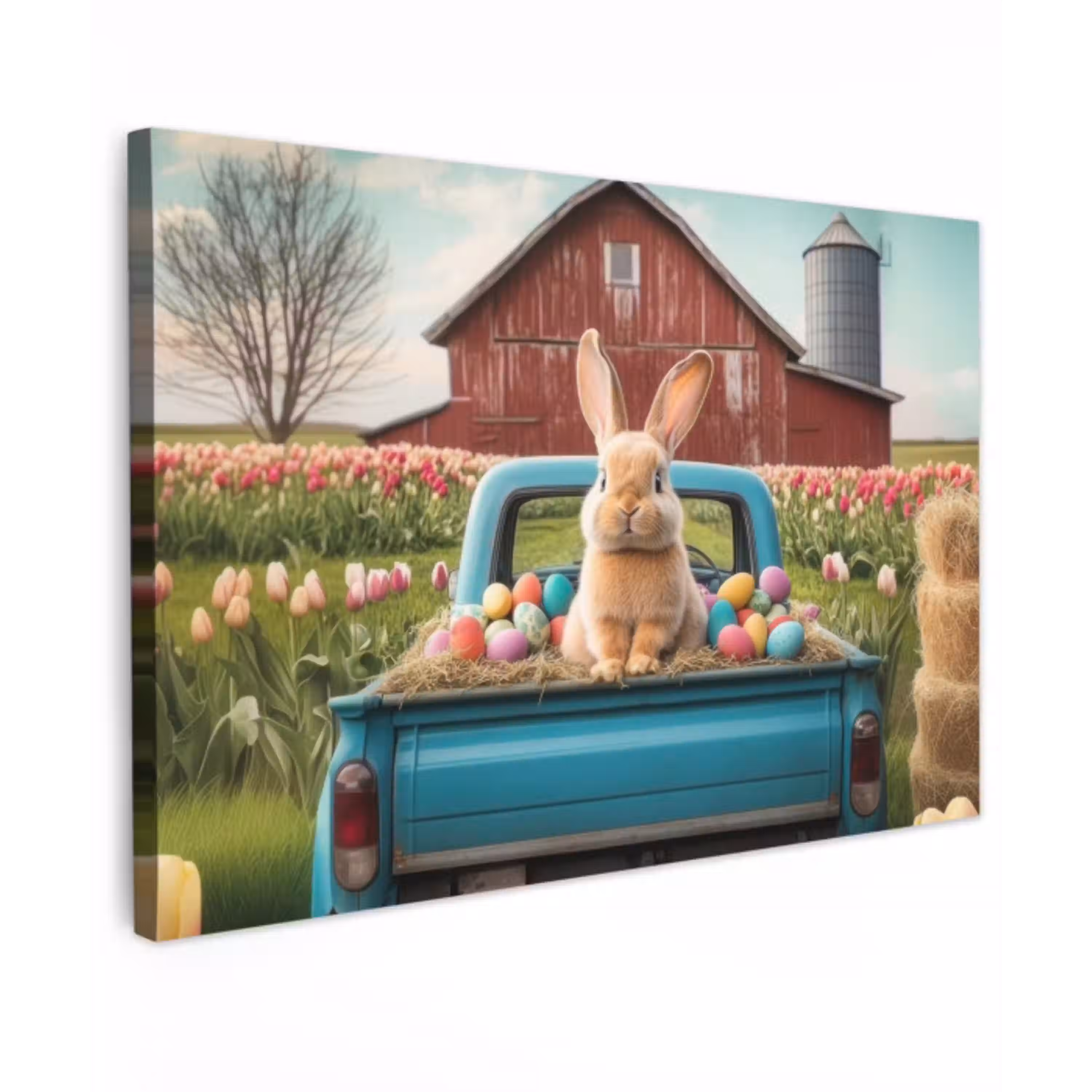Konijn - Boerderij - Eieren Tuinposter op houten frame 2 cm dik klein -3d