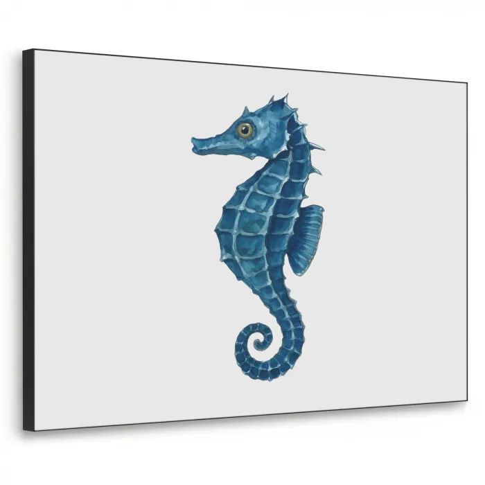 Zeepaardje - Staart - Blauw Textielframe zwart klein -3d