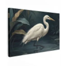Reiger - Water - Natuur - Modern - Wit canvas 2cm klein -z3d