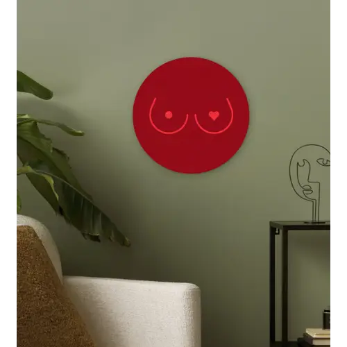 Minimalistisch - Lijnillustratie - Rood Wandcirkel kunststof plaat 5mm dik klein -sfeer3