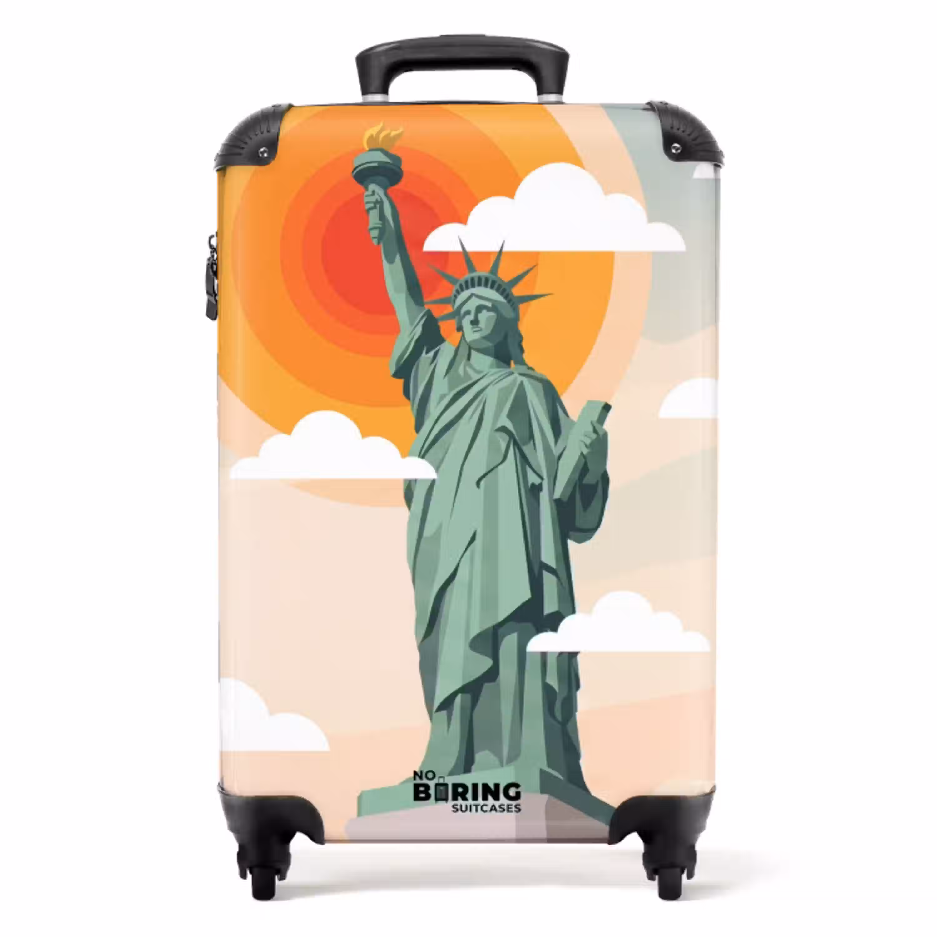 Vrijheidsbeeld - New York - Zon - Modern NBS - Handbagage koffer - Volwassenen Unisex middel -productfoto_recht