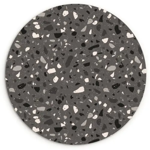 Terrazzo -  Patroon - Grijs Wandcirkel kunststof plaat 5mm dik klein 188 -3d