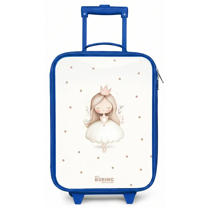 Ballerina prinses tussen beige stippen Kinderkoffer - Blauw klein -zz3dotto
