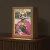 Vrouw - Kat - Bloemen - Kopje - Retro Light Box met kabel (Tafellamp) klein -z3d_website