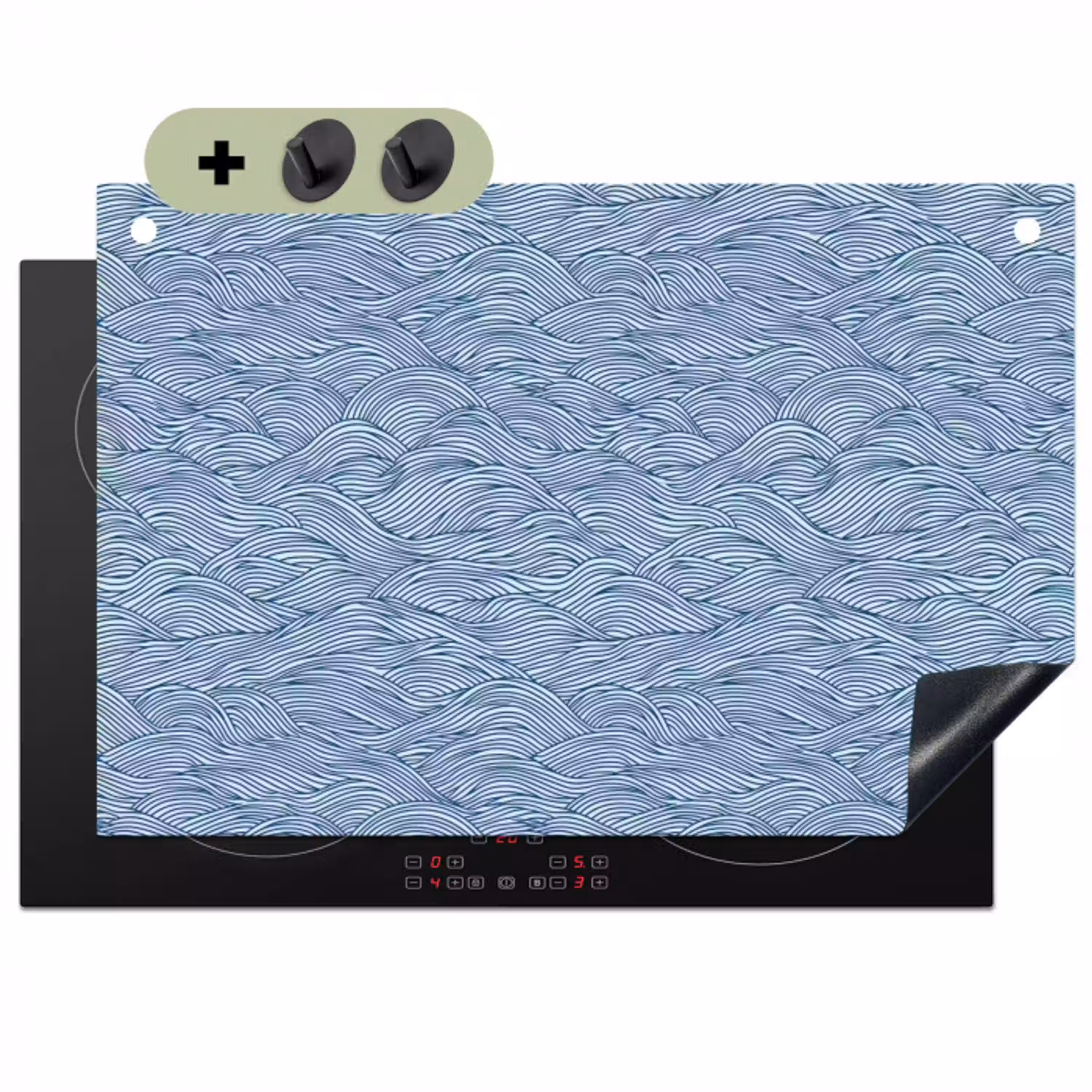 Golven - Ritmisch - Blauw Inductie beschemer met haakjes klein 777 -3d