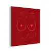 Big titties small heart - Rood - Hart aluminium wit klein -3d