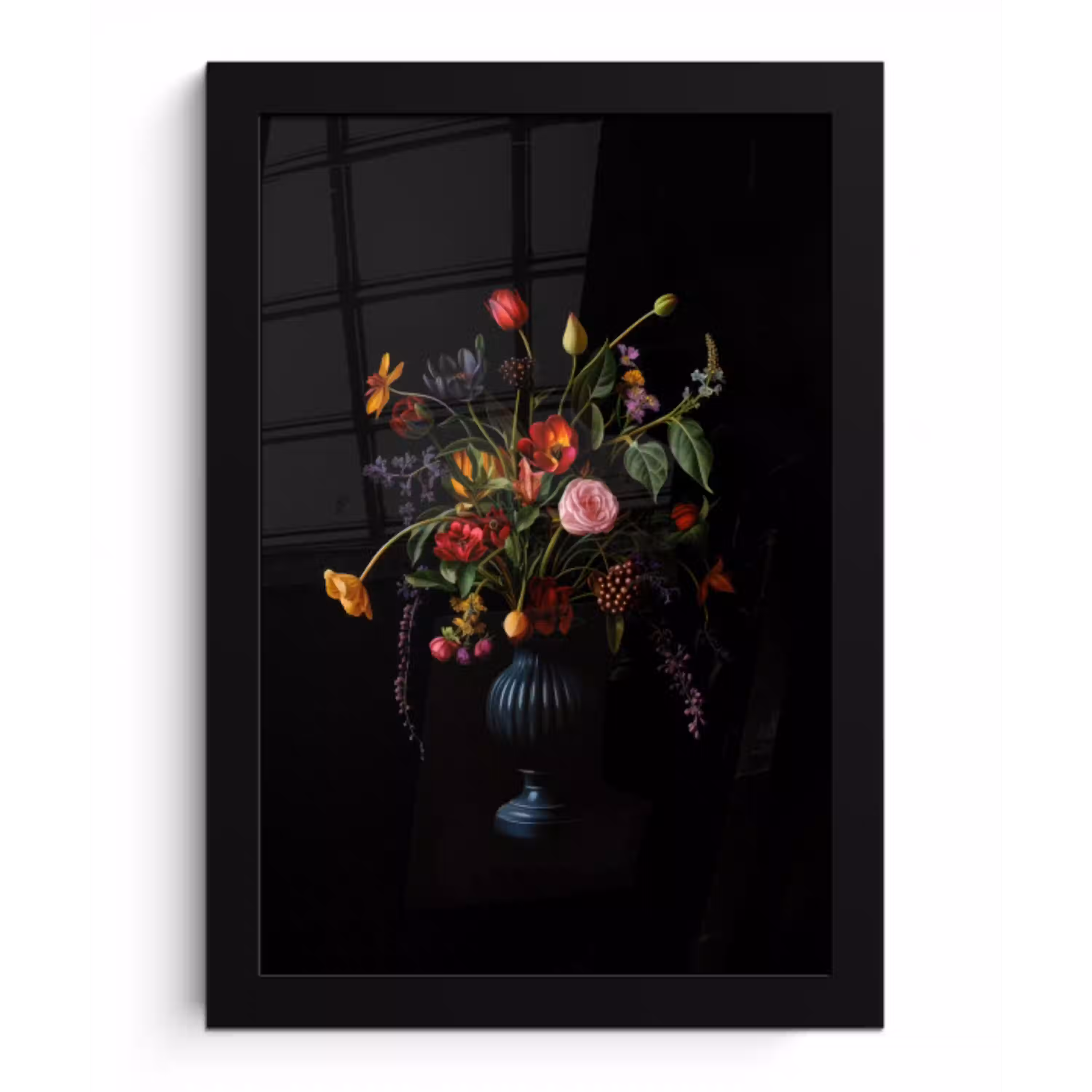 Bloemen - Bessen - Klassiek fotolijst zwart zonder passe partout klein -3d