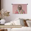Luiaard - Bloemenprint - Bril - Roze Wandkleed katoen klein -sfeer1