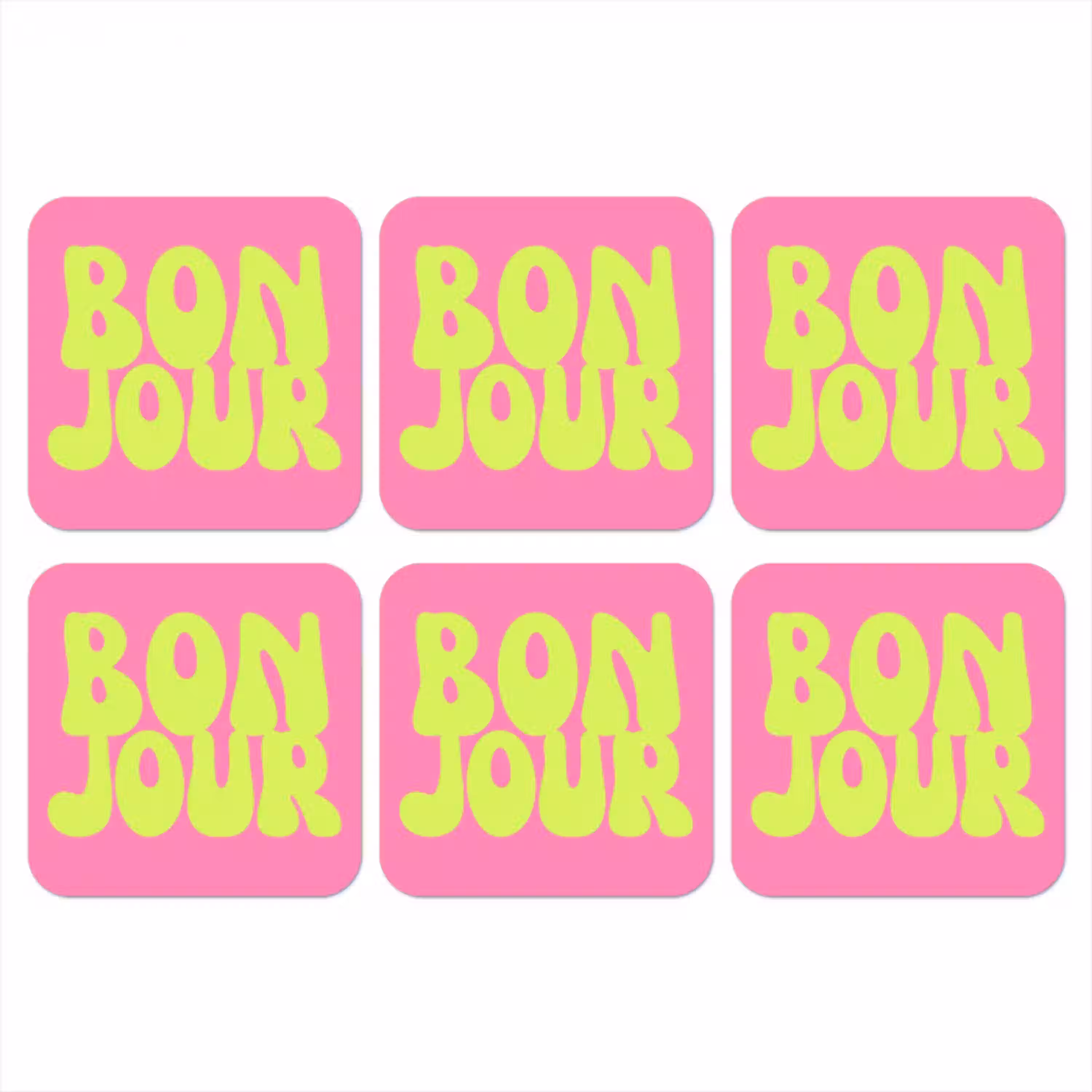 Bonjour - Roze - Fel groen onderzetter kurk middel -3d