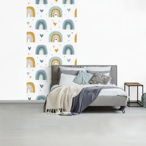 Patroon - Regenboog - Hartjes fotobehang vinyl groot -slaapkamer