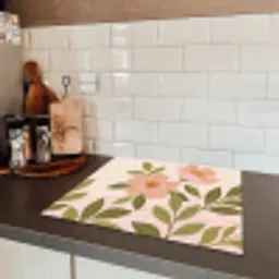 Grafisch - Bloemen - Roze Inductie beschermer vinyl 3mm middel -sfeer3