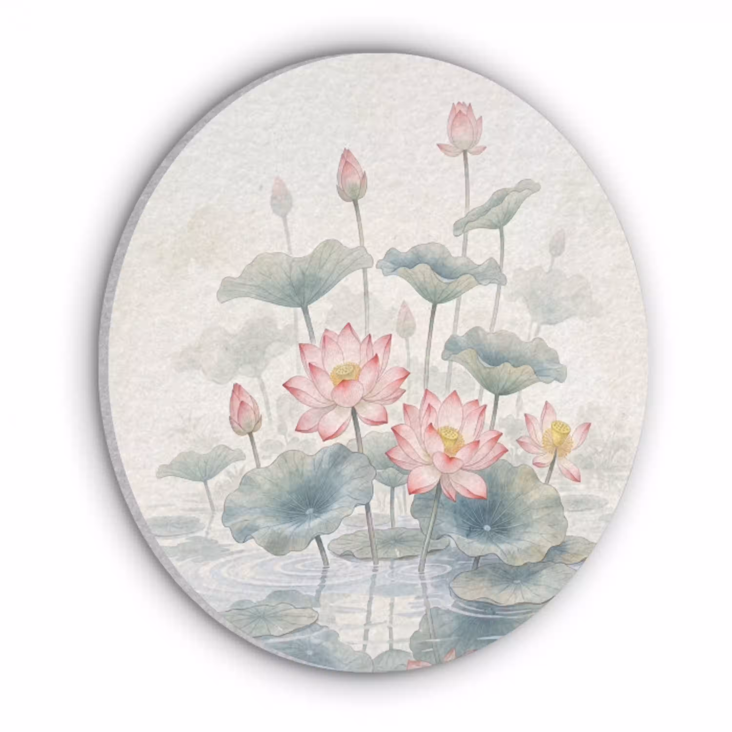 Aquarel - Lotusbloemen - Kleurrijk Akoestische PET Vilt - Rond klein -3d