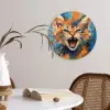 Kat - Kleurrijk - Oranje - Blauw Wandcirkel kunststof plaat 5mm dik klein -sfeer4