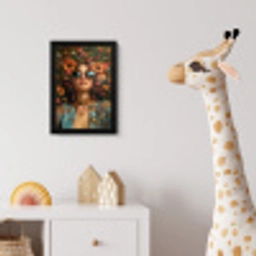 Vrouwen - Bloemen - Modern - Bril - Abstract fotolijst zwart zonder passe partout klein -usfeer4_kinderkamer