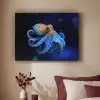 Octopus - Stippen - Blauw - Zee Textielframe zwart klein -sfeer1