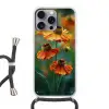 Oranje bloemen - Levendig - Wazige achtergrond Hoesje iPhone 16 Pro Max met koord klein -3d