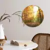 Bos - Herfst - Zon - Landschap - Natuur - Bomen - Bladeren Wandcirkel kunststof plaat 5mm dik klein -sfeer4