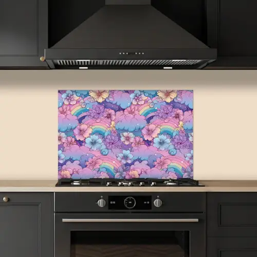 Regenbogen - Bloemen - Kleurrijk - Wolken keuken achterwand spatscherm klein -sfeer1
