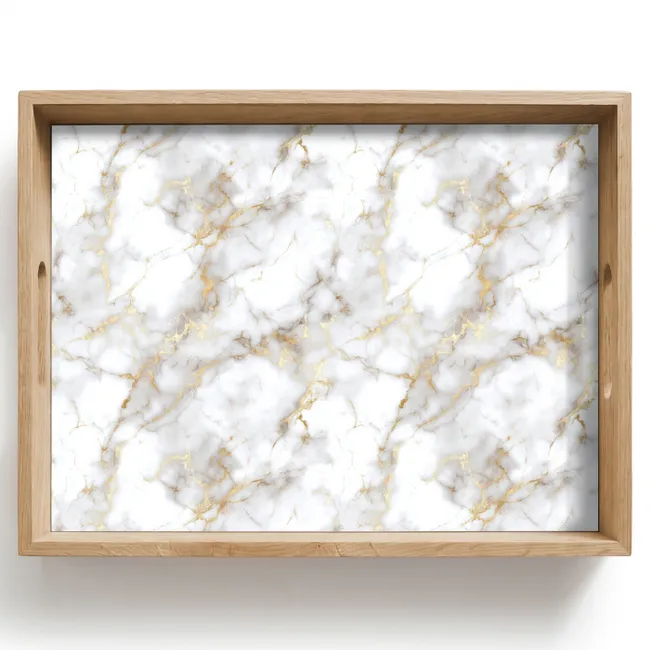 Vassoio - Venature dorate - Marmo - Bianco
