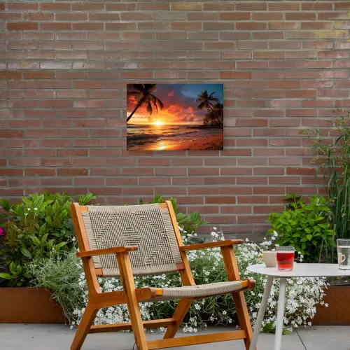 Avondrood aan Zee Tuinposter op houten frame 2 cm dik klein -sfeer3