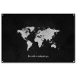 Quote - Wereldkaart - Zwart tuinposter los doek groot -3d
