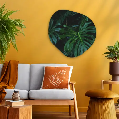 Monstera -  Inductie beschermer - Bladeren - Tropical - Afdekplaat voor kookplaat Wandcirkel Organisch Plexiglas middel -sfeer4