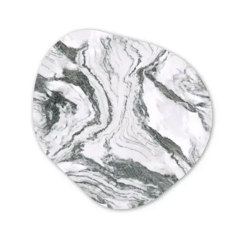 Wit - Marmer - Golvend - Grafiet Wandcirkel Organisch Forex 3mm klein 629 -3d