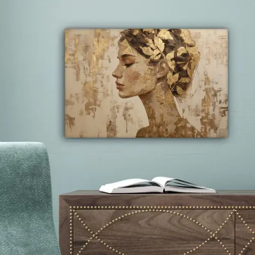 Vrouw - Goud - Abstract - Textuur canvas 2cm klein -sfeer4