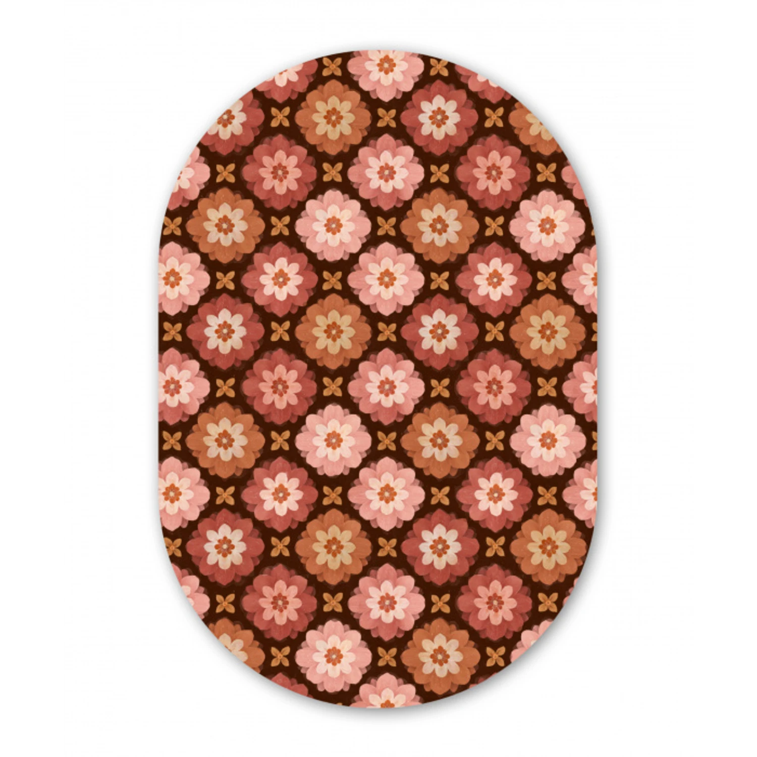 Geometrisch - Bloemen - Kleurrijk Wandcirkel Ovaal Forex klein 630 -3d